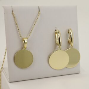 Set cercei+lant+pandativ placat cu aur 14K model ST306 B - lant 50 cm