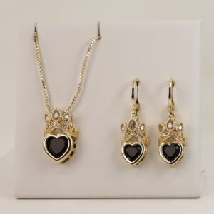 Set cercei+lant+pandativ placat cu aur 14K model ST373 - lant 45 cm