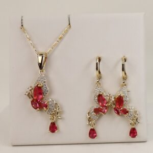 Set cercei+lant+pandativ placat cu aur 14K model ST362 - lant 45 cm