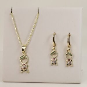 Set cercei+lant+pandativ placat cu aur 14K model ST378 - lant 45 cm