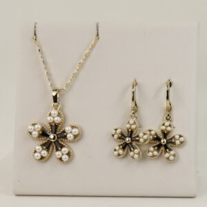 Set cercei+lant+pandativ placat cu aur 14K model ST415 - lant 45 cm