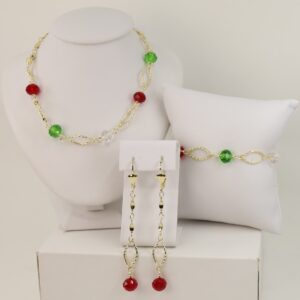 Set cercei+lant+bratara placat cu aur 14K model ST448 - 45/19/7 cm