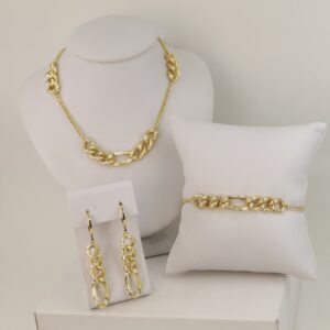 Set cercei+lant+bratara placat cu aur 14K model ST441 - 45/21/4,5 cm