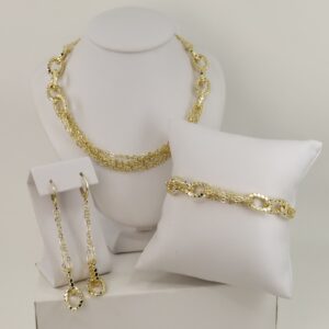 Set cercei+lant+bratara placat cu aur 14K model ST467 -  45/21/6,5