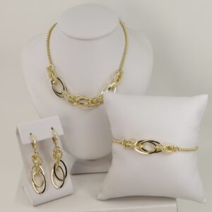 Set cercei+lant+bratara placat cu aur 14K model ST469 -  45/21/4