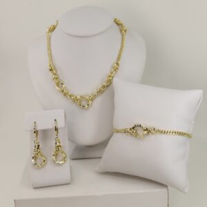 Set cercei+lant+bratara placat cu aur 14K model ST463 -  45/20/3,5