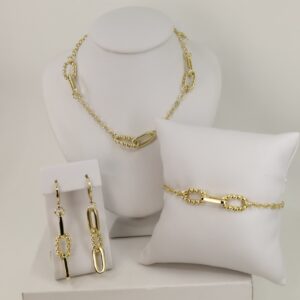 Set cercei+lant+bratara placat cu aur 14K model ST473 -  45/20/5
