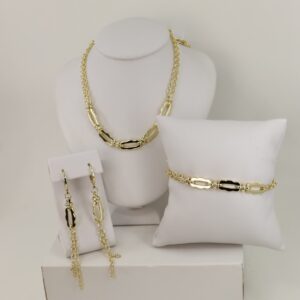 Set cercei+lant+bratara placat cu aur 14K model ST459 -  45/20/7