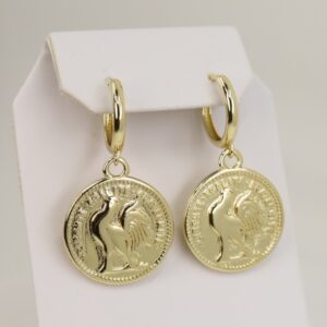 Cercei placati cu aur 14K model EEC104 - 3,5 cm - model Franz Joseph/Cocosel