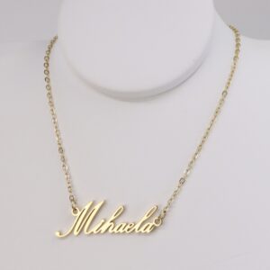 Lant cu nume - inox placat cu aur 14K Model EEL037 - Mihaela - 45+5 cm