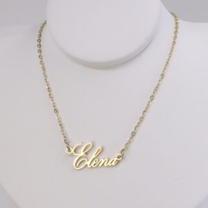 Lant cu nume - inox placat cu aur 14K Model EEL032 - Elena - 45+5 cm