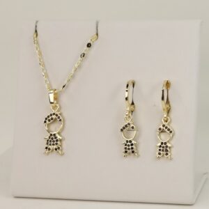 Set cercei+lant+pandativ placat cu aur 14K model ST343 - lant 45 cm